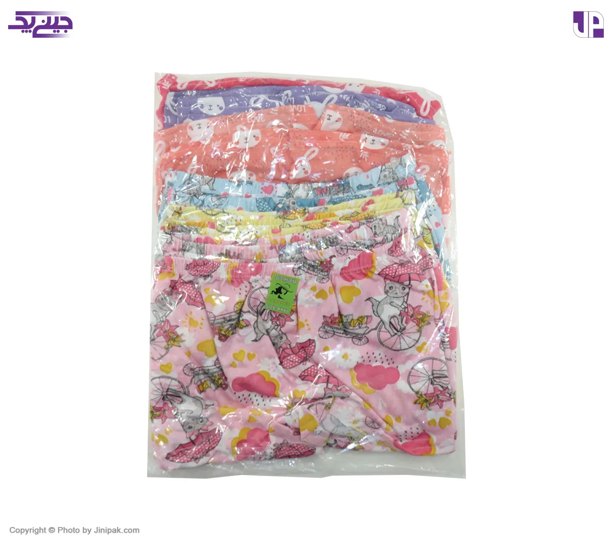 شورت پادار دخترانه طرح رنگی عروسکی
