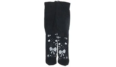 جوراب شلواری دخترانه ساپورت مشکی طرح پاپیون و قلب نگین دار
